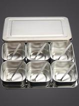 Thickened hotel seasoning box stainless steel square seasoning tank combination commercial kitchen multi-flavor restaurant goods store