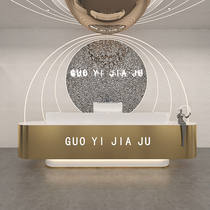 Stainless Steel Bar Terrace Hotel Company Reception Desk Clothing Store Collection Silver Desk Beauty Hair Beauty Arched Foreground Baking Lacquer Counter