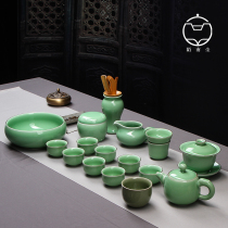 Longquan celadon creative tea set home guest ceramic kung fu tea set Bowl teapot set simple Tea Ware
