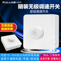 Surface mounted speed control switch electric fan fast and slow adjustment ceiling fan governor 220V household fan stepless variable speed panel