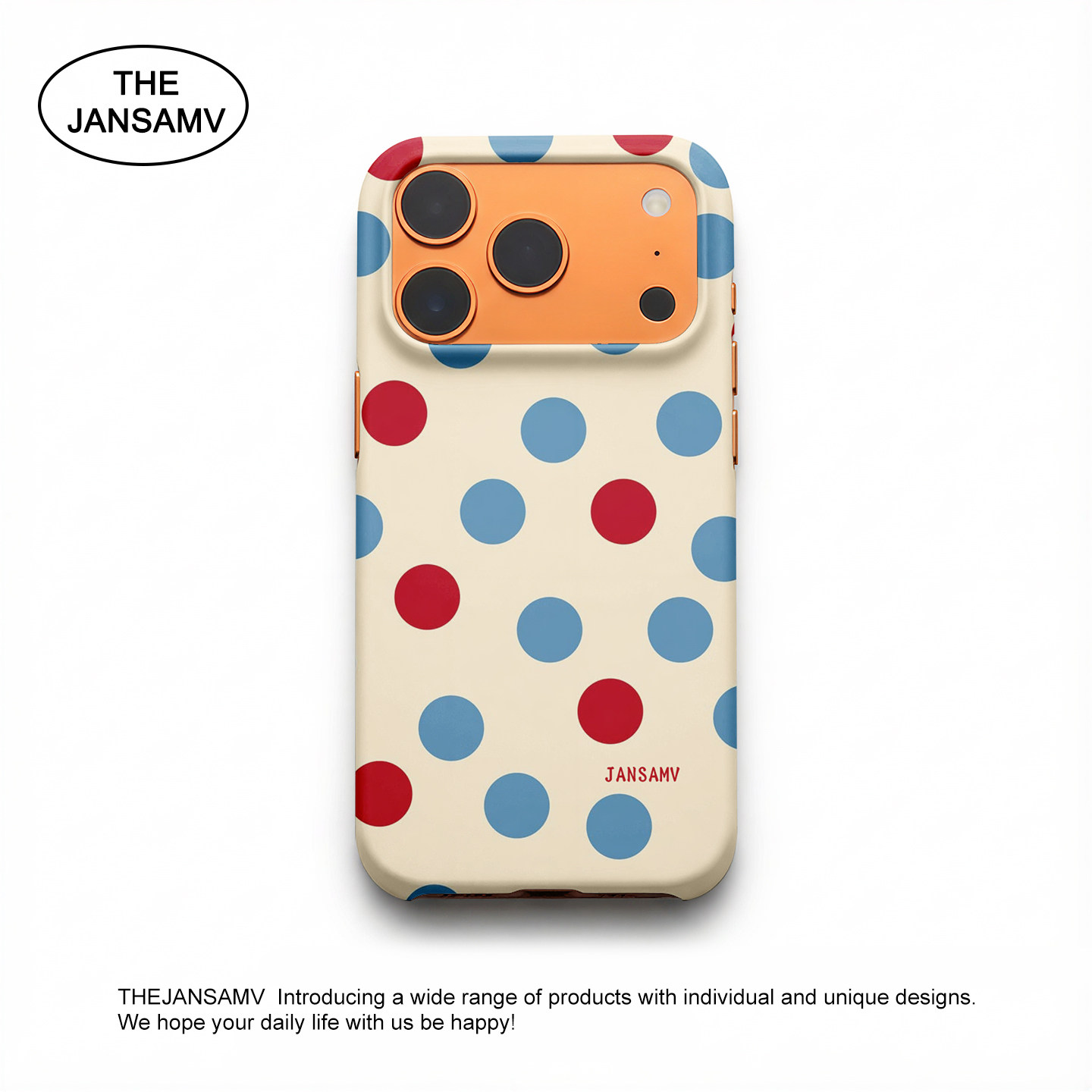 Blue Red Polka — Banana Art iPhone Case