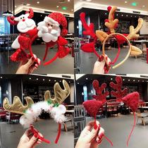 Christmas Decorations Children Gift Cartoon Christmas Deer Corner Red Hair Clip Cute Little Deer Hair Hoop Elk Deer Head Accessories