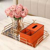 Home Trim Leather Tissue Box Light Lavish Vase-like Vase-Like Inter-Suit Living-room Table Versatile containing 1113m