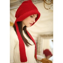 Red Hat Protective Ear Knit Wool Cord Snowstorm Small Red Hat Lady Autumn Winter 2021 New Ocean Fashion 0104d