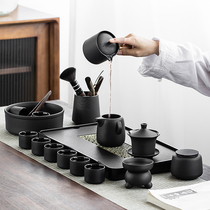 A complete set of light luxury Kung Fu tea set Home living room simple office meeting Japanese black pottery teapot small set
