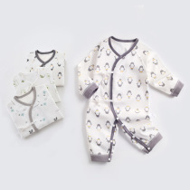 2020 new baby A class of pure cotton one-piece clothes first birth baby long sleeve monks pyjamas to climb to the autumn butterfly coat