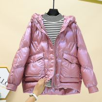 Shiny cotton jacket 2021 Winter new Korean version of Down padded jacket thick hooded casual short coat womens cotton coat