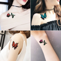 2021 new 3D three-dimensional tattoo sticker female waterproof long-lasting tattoo realistic rose butterfly small fresh cover scar