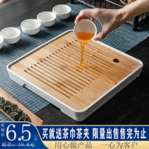 Melamine simple household practical tea tray Tea tray Mini small drain solid wood tea table Bamboo wooden tea set accessories