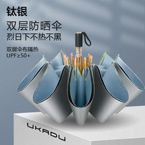 2021 double titanium silver parasol super sunscreen anti ultraviolet folding parasol female rain umbrella