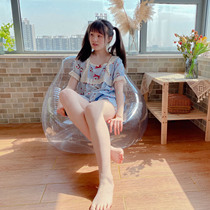Inflatable sofa transparent lazy portable net red seat double children folding home camping outdoor single