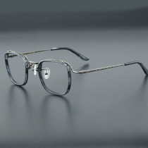 Treasure Japanese hand-made carved Republic of China style retro wide-face glasses frame pure titanium ultra-light gold big face glasses for men and women