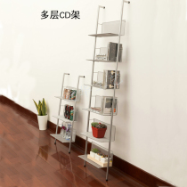 Metal Wrought iron stair-shaped finishing six-layer CD disc storage DVD shelf bookshelf office commodity display rack