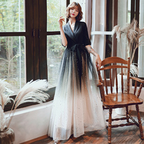 Large size evening dress women 200kg fat plus big fat mm thin can usually wear belly banquet long temperament