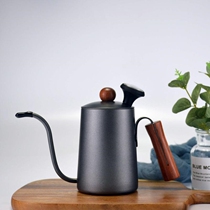 Thickened 304 stainless steel wooden handle hanging ear hand punch coffee maker long mouth fine mouth household drip filter with set appliance