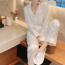 Pajamas female spring and autumn ice silk long sleeve new net red sexy fashion foreign style summer suit high-end home wear thin
