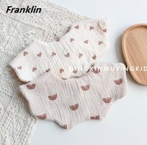 Nordic style printed bib pocket five layers thick cotton gauze baby male and female baby foreign style newborn saliva towel