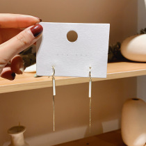 Real gold plating European and American fashion long geometric metal chain earrings 925 silver needle elegant women earrings earrings