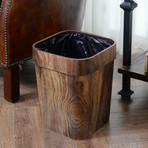 Pull tube Chinese new Chinese style trash can home wooden living room wood retro antique classical