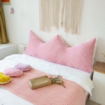 Net red milk velvet bedside pillow pillow Double bed headboard long cushion Princess crown large backrest removable and washable
