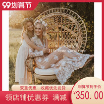 Indonesian rattan Peacock chair creative flower chair homestay indoor leisure rattan chair photography photo trail