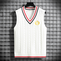 Sweater vest men's autumn and winter V-neck with knitted sleeveless waistcoat for young students and children Joker warm waistcoat
