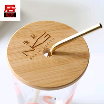 Cup lid with holes wooden universal mug glass disposable cup cup lid can be placed straw lid can be customized logo
