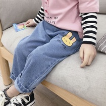  Spring and summer new 2021 girls  pants Korean spring and summer rabbit jeans casual Western style all-match trend beautiful