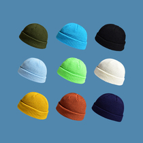 Hat female autumn and winter thin section Korean version solid color knitted hat ins Japanese simple hip hop melon skin landlord wool hat male