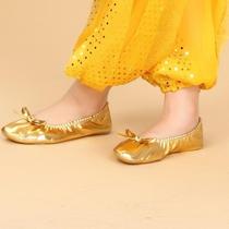 Girl Dance Shoes Children Soft-bottom Exercises Shoes 61 Performance Belly Dance Indian Dance Golden Dancing Shoes