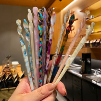 Korean hair hairpin acetic acid hair hairpin ink a word hairpin ancient wind tortoiseshell glazed hair hairpin retro cold wind plain hairpin