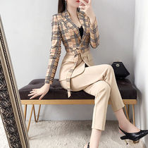 2021 early spring season new Hong Kong flavor small suit suit womens Korean version of the fashion thin suit pants two-piece gas