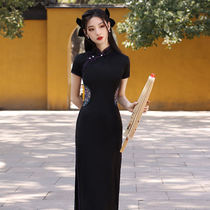 Cheongsam 2021 new female summer black high-end noble young girl Daily retro improvement