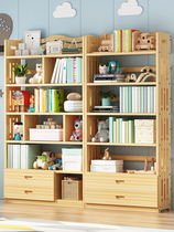 Solid wood bookshelf childrens bookcase shelf floor simple table multi-layer large capacity student home living room storage