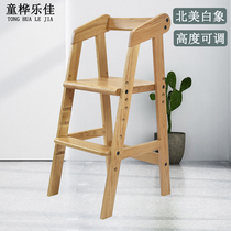 Childrens dining chair solid wood can lift childrens dining table seat high stools home baby baby growing learning chair