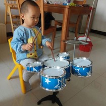 Childrens baby beginners practice drum set drum simulation jazz drum instrument music toy five drums 1-3-6 years old