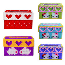 (Material package) wool three-dimensional cross-stitch three-heart living room tissue box jewelry car box sleeve