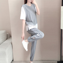 Sandro Moscoloni fashion sports suit women 2022 Summer new relaxation Less age Two sets
