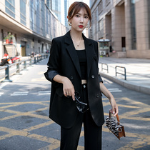 Black suit jacket woman 2022 spring autumn new Korean version casual temperament professional dress free of hot and explosive suit jacket