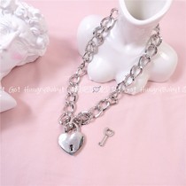 Fall in love and open your heart * HOT GIRL Loving Lock Chain Metal Silver Chain Necklace Necklace Choktj