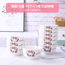 10 bowls 10 spoons 10 chopsticks set Household Jingdezhen ceramic tableware combination Cartoon creative rice bowl chopsticks cute set