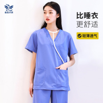 Cotton breathable wash clothes women Summer short sleeves thin dental doctor nurse operating room wash clothes work clothes long sleeves