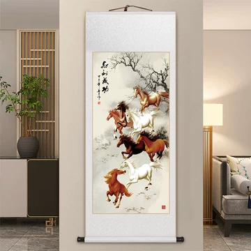 中国画 八駿馬図 在銘 掛軸 Z4 真作/翔雲/四行書/中国/掛軸☆宝船☆AJ-72の通販 by 掛軸✩宝船