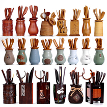 Kung Fu tea set tweezers accessories tea clip tea ceremony six gentlemen whole set tea cup ebony solid wood tea clip bamboo