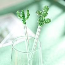 Add a little le cactus glass mixing rod girl heart Coffee Wine stick stirring short spoon love long handle mixing spoon