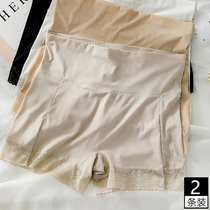 No-scratches hip-flat corner briefs female ice silk two-in-one security pants anti-walking light pure cotton crotch lace bottom shorts thin