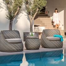Nordic outdoor rattan sofa courtyard balcony leisure combination living room garden terrace single rattan chair hotel furniture