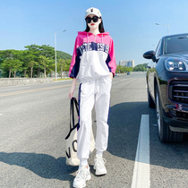 Outdoor sports suit women spring and autumn 2021 new leisure fashion foreign style Net red temperament sportswear two-piece set