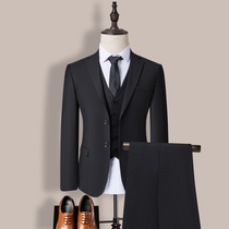 Suit suit Mens three-piece suit Korean slim small suit Business professional formal dress Best man groom wedding dress Summer
