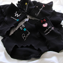 Black fungus edge breathable threaded panties womens crotch womens waist bag hip girls triangle shorts C875
